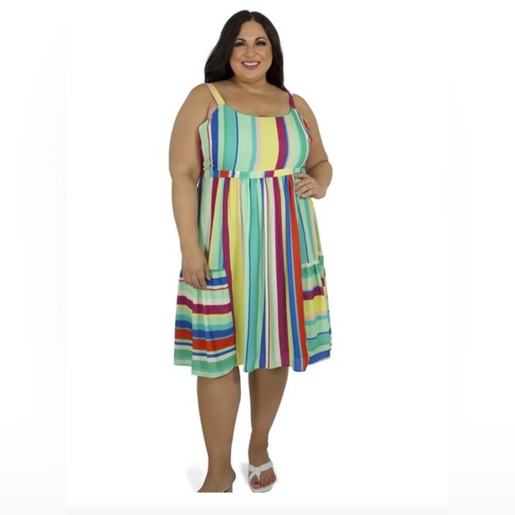 Maree Pour Toi Plus Brenda Stripe Midi Dress. NWT - Picture 2 of 12